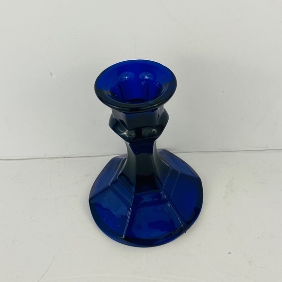 Cobalt glass candle holder small angular - Picture 5 of 10